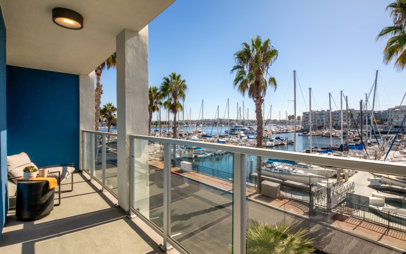 Balcony overlooking marina