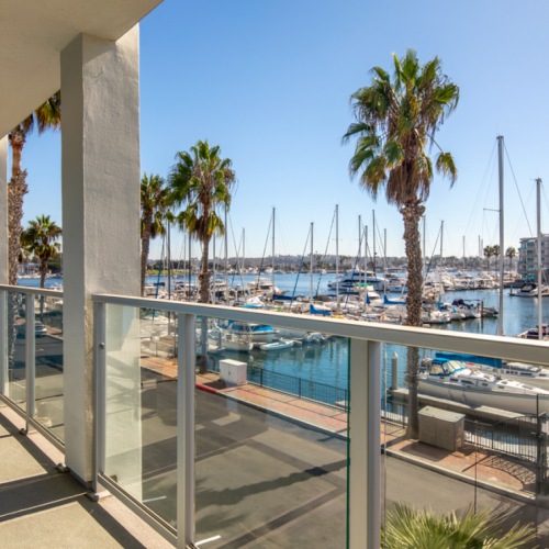 Balcony Overlooking Marina Balcony overlooking boats and water