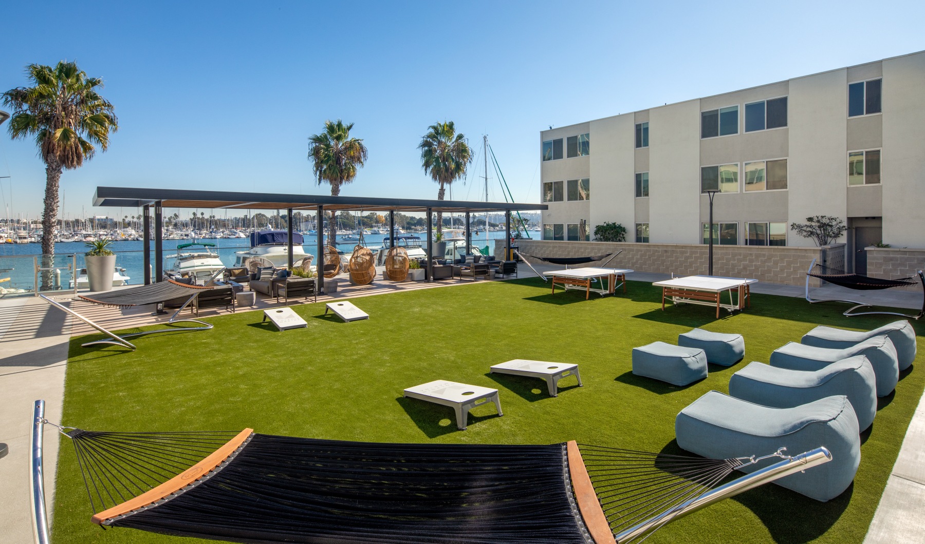 East Courtyard Chairs looking out towards the marina