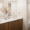 double sink vanity with bright lighting